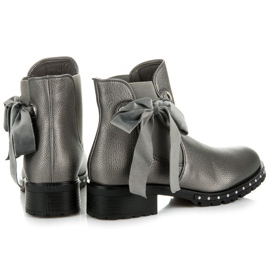 Ideal Shoes Botines Chelsea Plateados Con Lazo gris 3