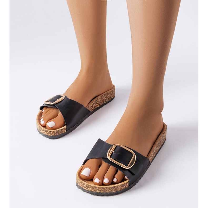 BM Chanclas Benoit negras con hebilla negro 1