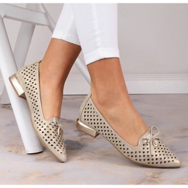 Zapatos de punta calados dorados mujer Jezzi ASA178-5 1