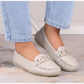 Mocasines de mujer en piel con cadena en crudo Filippo DP4547 4