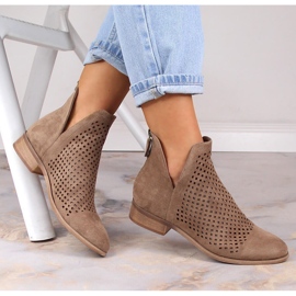 Botas mujer ante calado beige Potocki SZ12107 1