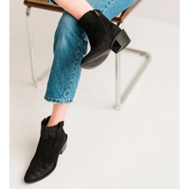 Marco Shoes Botines de piel elegantes con tacones bajos negro 8