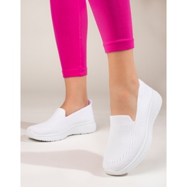 Slip on de mujer de tejido con suela gruesa Black Shelovet blanco 3