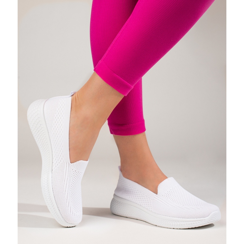 Slip on de mujer de tejido con suela gruesa Black Shelovet blanco 1