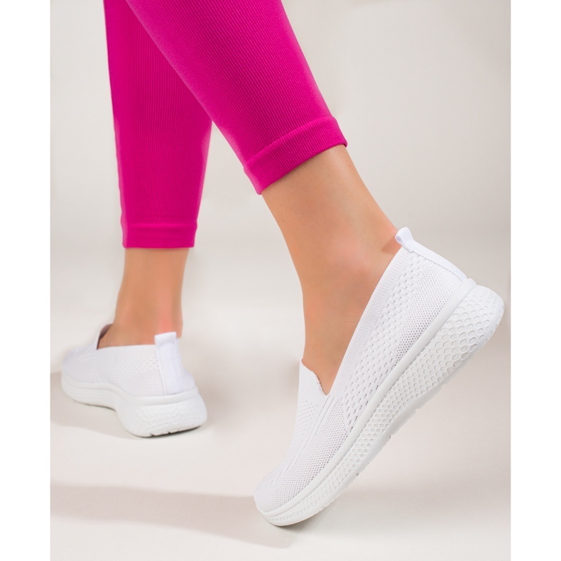 Slip on de mujer de tejido con suela gruesa Black Shelovet blanco 2