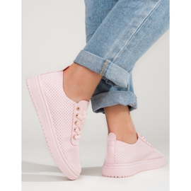 Deportivas Shelovet de mujer caladas rosas rosado 1