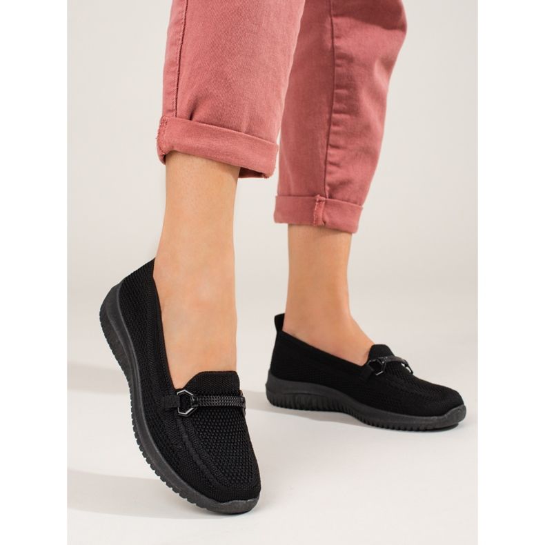 Mocasines de mujer Shelovet de textil negro 1