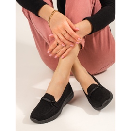 Mocasines de mujer Shelovet de textil negro 2