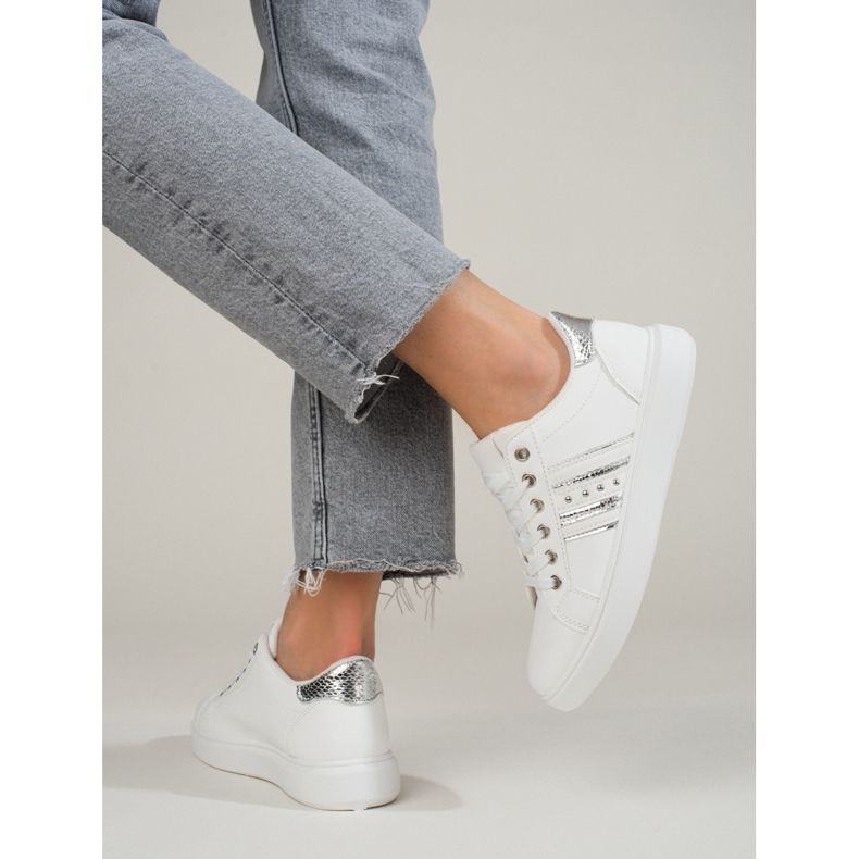 Deportivas clásicas de mujer blancas Shelovet blanco 2