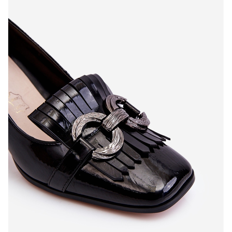 S.Barski Zapatos de tacón cómodos de charol negro Mercy 1