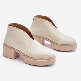 Botas de cuero con tacones masivos Nicole 2795/054 Beige claro 1