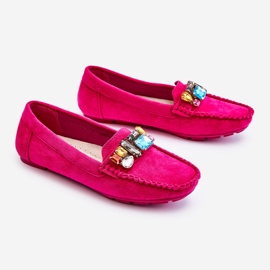 Mocasines Mujer Ante Cristales Lucille Fucsia rosado 7