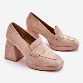 Vinceza Zapatos De Salón De Ante Con Tacón Grueso Y Plataforma Beige Adriel 7