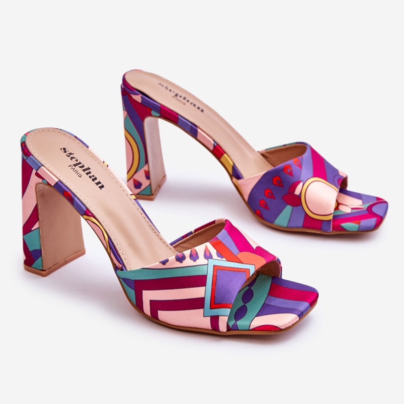 FS1 Pantuflas Mujer Tacón Estampado Morado Adelise violeta multicolor 1 FS1 Pantuflas Mujer Tacón Estampado Morado Adelise violeta multicolor 1