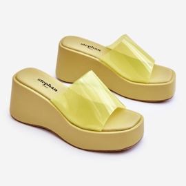 FS1 Pantuflas Mujer Cuña Transparente Verde Claro Eliane 8