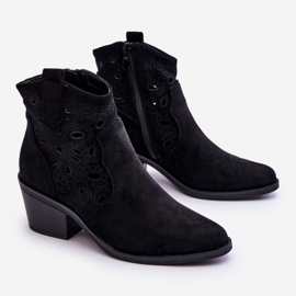 S.Barski Botas Cowboy Mujer Ante Calado Negro Daxon 1
