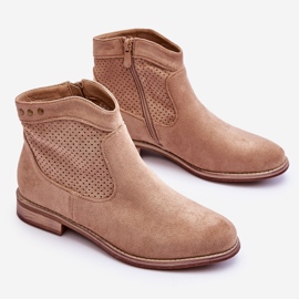 S.Barski Botas Mujer Ante Tacón Plano Beige Liana 1