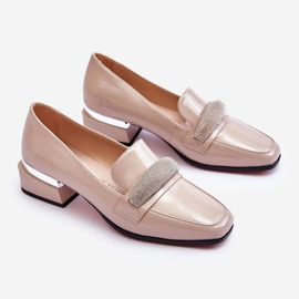 S.Barski Mocasines De Charol Con Strass Beige Lavern 8