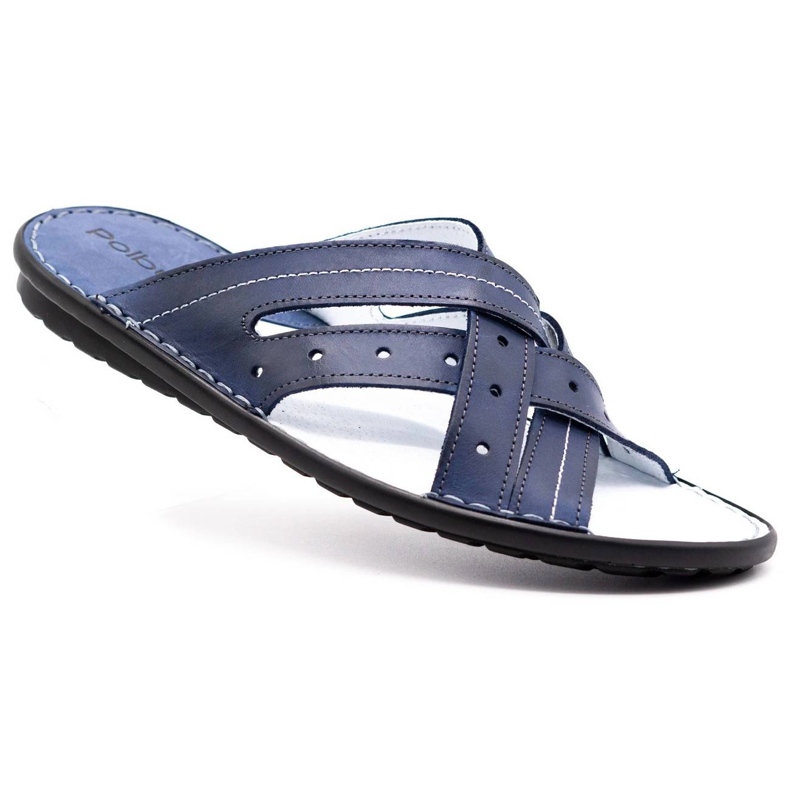 Polbut Zapatilla piel hombre 2104 azul marino 1