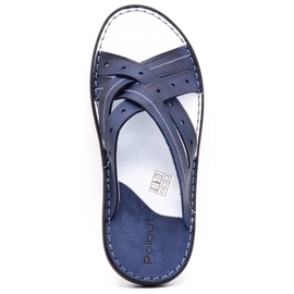 Polbut Zapatilla piel hombre 2104 azul marino 7