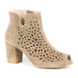 Exousite Bota mujer piel calada 1184 beige 1