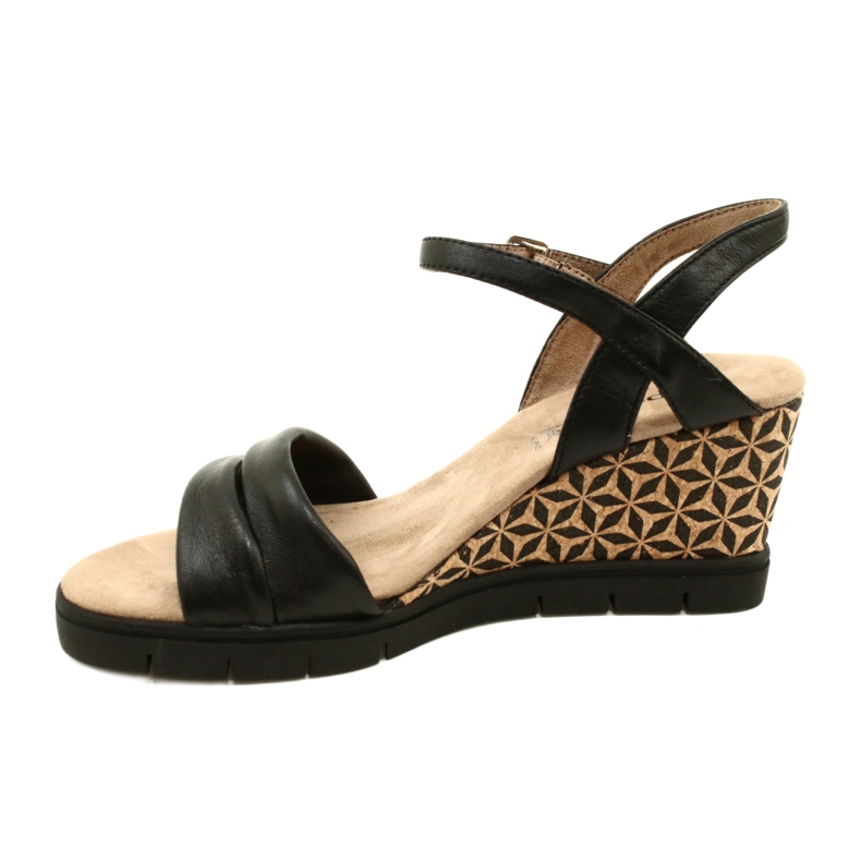 Sandalias de cuero con cuña Caprice 9-28710-20 040 Softnap negro 2