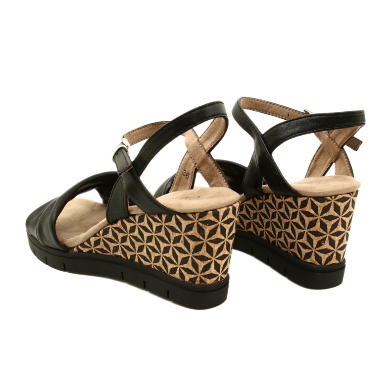 Sandalias de cuero con cuña Caprice 9-28710-20 040 Softnap negro 5
