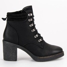 Seastar Botas de tacón con cordones negro 5