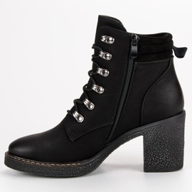 Seastar Botas de tacón con cordones negro 7