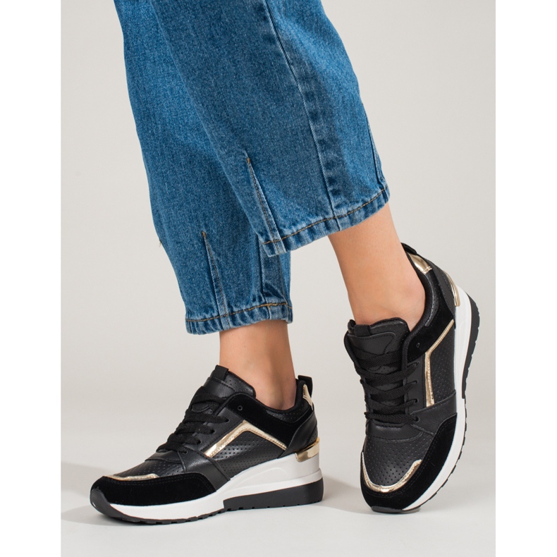 Deportivas mujer cuña Shelovet negras negro 1