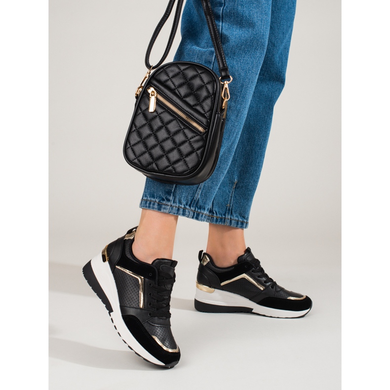 Deportivas mujer cuña Shelovet negras negro 2