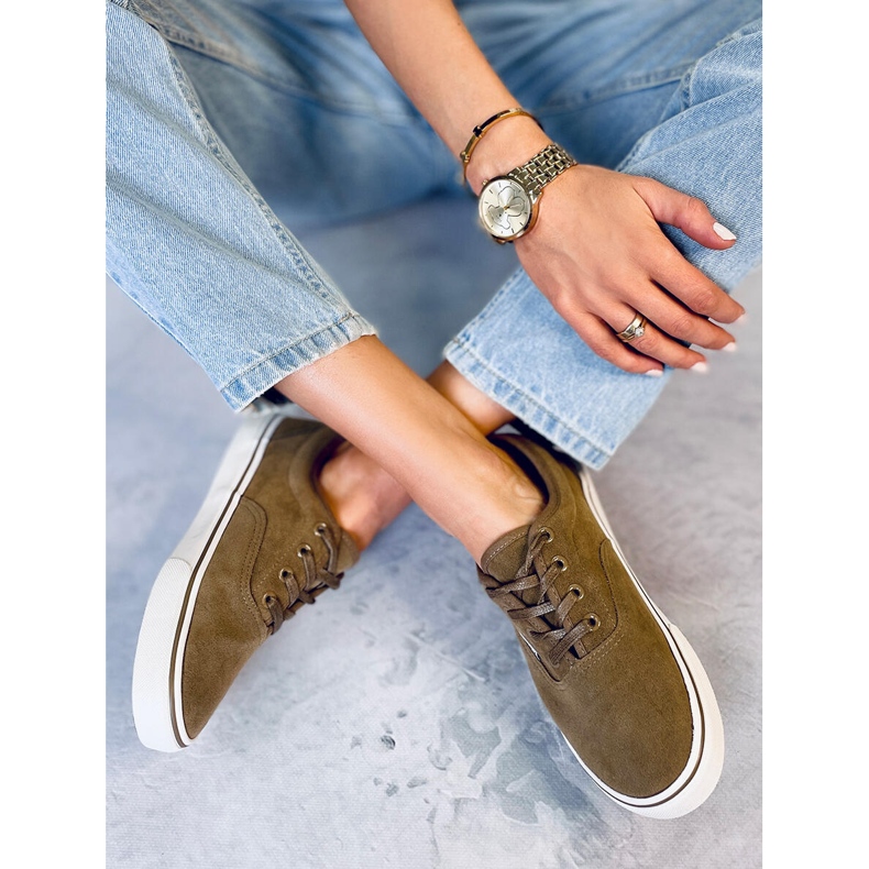 BM Deportivas de mujer Lovis Taupe de ante verde 1 BM Deportivas de mujer Lovis Taupe de ante verde 1