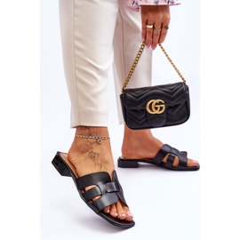 FJ1 Pantuflas Clásicas Mujer Piel Negras Fendy negro 4