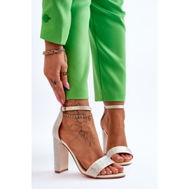 Sandalias Mujer Tacón Con Circonitas Beige Idealista 1