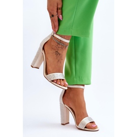 Sandalias Mujer Tacón Con Circonitas Beige Idealista 5