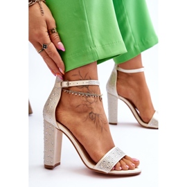 Sandalias Mujer Tacón Con Circonitas Beige Idealista 6