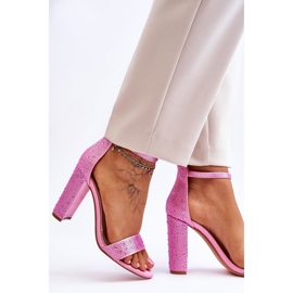 Sandalias De Mujer Con Tacón Alto Y Pedrería Rosa Idealista rosado 3