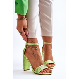 Sandalias De Mujer De Tacón Con Circonitas Verde Idealista 1