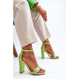 Sandalias De Mujer De Tacón Con Circonitas Verde Idealista 7