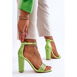 Sandalias De Mujer De Tacón Con Circonitas Verde Idealista 2