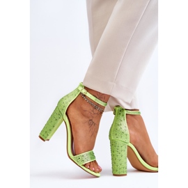 Sandalias De Mujer De Tacón Con Circonitas Verde Idealista 4
