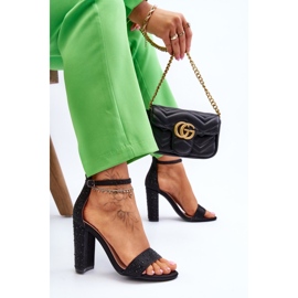 Sandalias Mujer Tacón Alto Con Circonitas Negro Idealistic 6