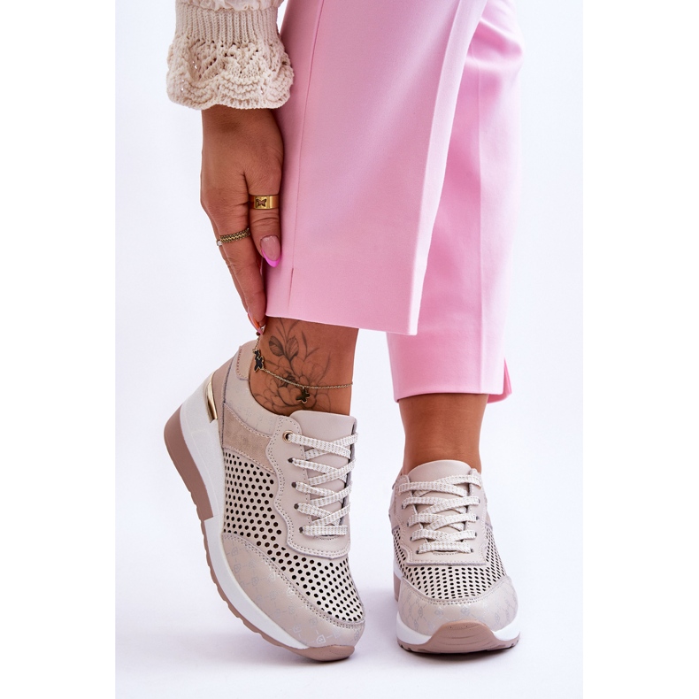 S.Barski Deportivas Mujer Piel Caladas Beige Claro Virginia 1