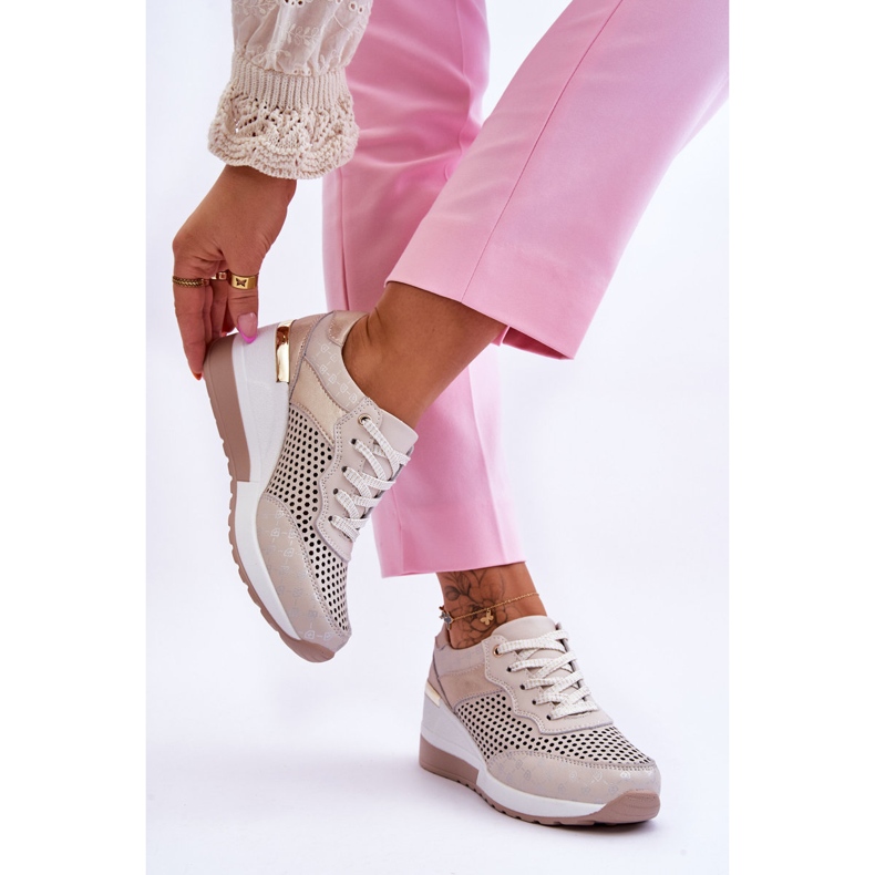 S.Barski Deportivas Mujer Piel Caladas Beige Claro Virginia 2