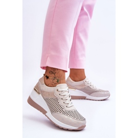 S.Barski Deportivas Mujer Piel Caladas Beige Claro Virginia 3