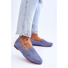 S.Barski Mocasines Giovana Azul Cómodos Ante 4