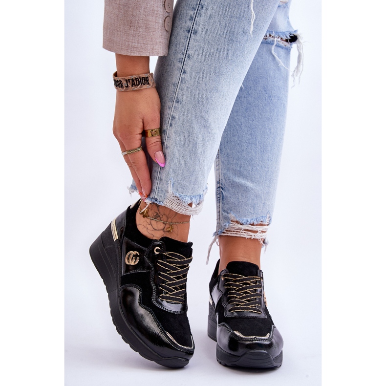 S.Barski Deportivas Mujer Piel Cuña Negras Rebeca negro 1