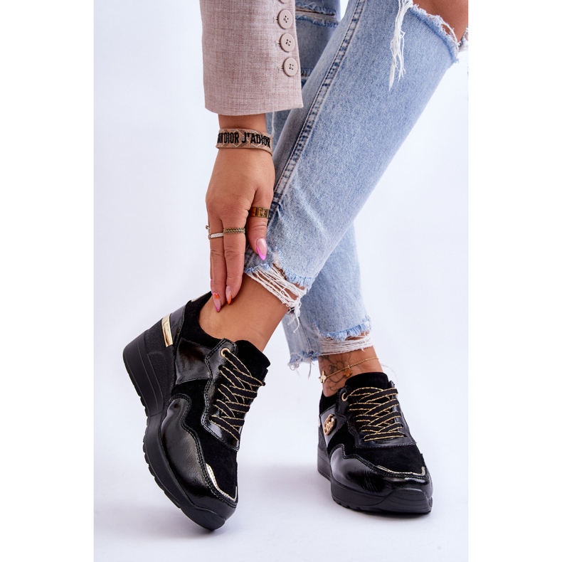 S.Barski Deportivas Mujer Piel Cuña Negras Rebeca negro 2