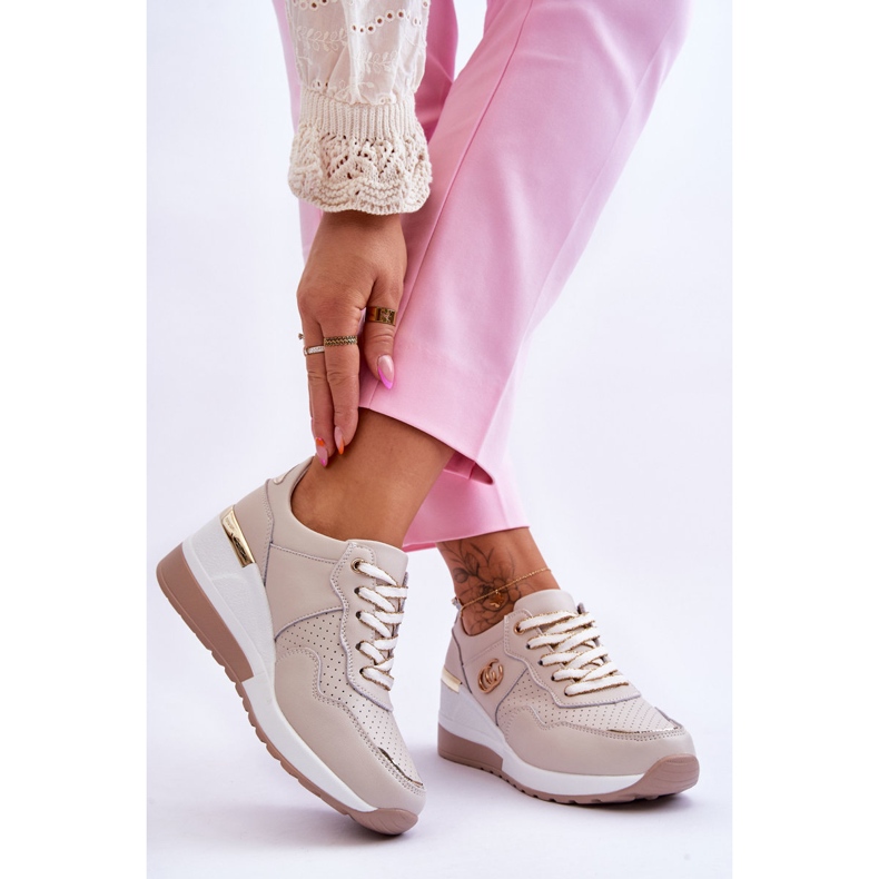 S.Barski Deportivas Mujer Rebeca Piel Beige Cuña 2