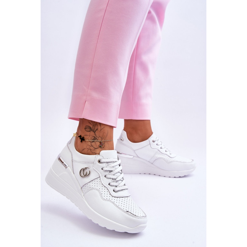 S.Barski Deportivas Mujer Piel Cuña Blanco-Plata Rebeca 2